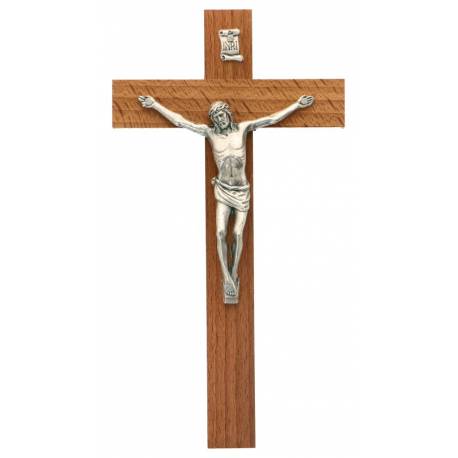 Croix Murale - 16 cm - Bois Corps Mét. Bronzé