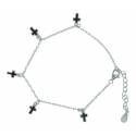 Bracelet en argent rhodié avec croix en email noir