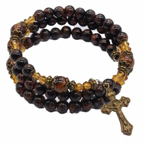 Armband-rozenkrans - glas korrels - Wonderbare medaille en kruis 