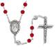 Chapelet grains rouge 6 mm + Christ Miséricordieux