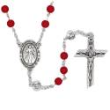 Chapelet grains rouge 6 mm + Christ Miséricordieux