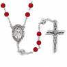 Chapelet grains rouge 6 mm + Christ Miséricordieux