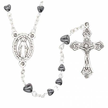 Chapelet en hématite grains en coeur