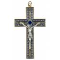 Croix Murale 12 cm Email bleu / Mét. doré