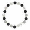 Bracelet sur élastique avec grains Lave noire + croix