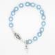 Bracelet sur élastique grains bleus avec médaille miraculeuse et croix