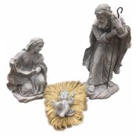 Creche 80 Cm Sainte Famille (3 Pieces) Style Beton Pour Extérieur