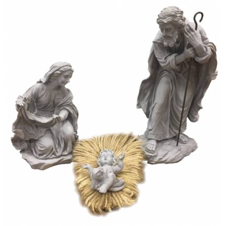 Creche 80 Cm Sainte Famille (3 Pieces) Style Beton Pour Extérieur
