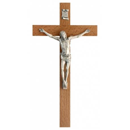 Croix Murale - 19 cm - Bois Corps Mét. Bronzé
