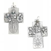 Kruisje Versch. Heiligen - 31 mm - Verzilverd 