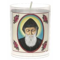 Set van 3 kaarsen 36 u - St Charbel - Gebed in 5 talen 