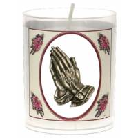 Set van 3 kaarsen 36 u - Graf / Biddende Handen - Tekst 5 Talen 