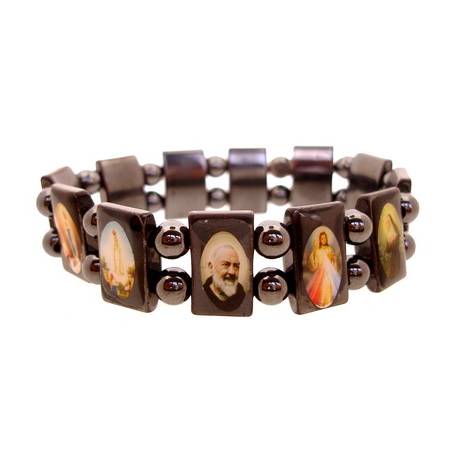 Bracelet sur élastique plurisaints hématite