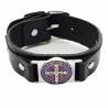Zwart lederen armband met H. Benedictus gekleurd medaille 