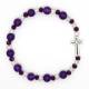 Bracelet sur élastique avec grains en pierre Jade mauve + croix