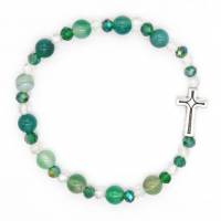 Armband op elastiek met Jada korrels + kruisje 