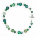 Bracelet sur élastique avec grains en pierre Jade + croix