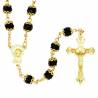 Rozenkrans zwarte kristal 8 mm op gouden ketting 