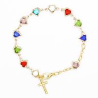 Bracelet avec coeurs en cristal multicolores