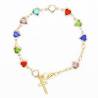 Bracelet avec coeurs en cristal multicolores