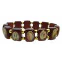 Armband/elastiek - hout - verschillende heiligen 