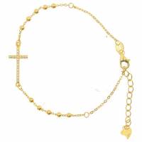 Bracelet dizainier avec croix en plaqué-or