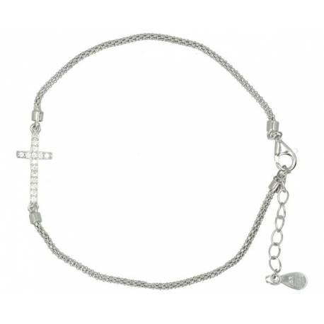 Bracelet avec croix en argent rhodié