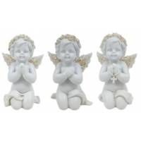Ange blanc et or à genoux 6 cm 3 / set