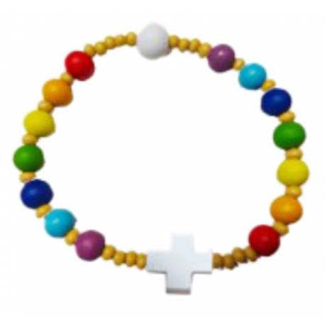 Bracelet bois multicolore - Perles 8/10mm