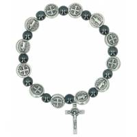 Bracelet sur élastique Hématite - Méd. St Benoît