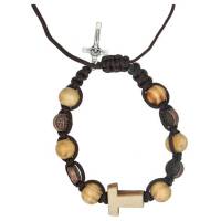 Bracelet sur corde avec médailles de Saint Benoît bronzées