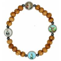 Bracelet sur élastique - bois - plurisaints