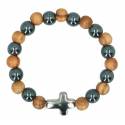 Bracelet sur élastique taille enfant Hématite / Bois