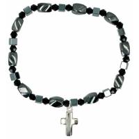 Bracelet sur élastique Hématite Croix métal
