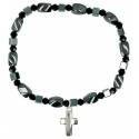Bracelet sur élastique Hématite Croix métal