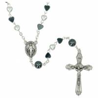 Chapelet Coeurs Hématite / Blanc