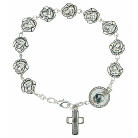 Bracelet sur chaine Médailles-roses Ste Rita