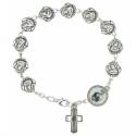 Bracelet sur chaine Médailles-roses Ste Rita