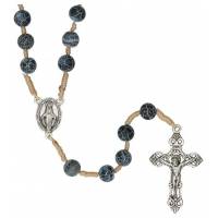 Chapelet s/corde Agate bleue craquelée 8 mm