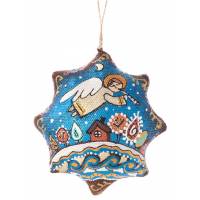 Kerstdecoratie hangend- Ster met engel 14 cm 