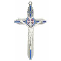 Croix St Benoît - 19 X 10 cm - Métal nickelé + émail