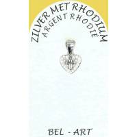 Medaille hart met kruis in zilver 10 mm 