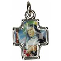 Médaille-croix 18 mm - Ste Rita - Métal nickelé