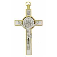 Croix St Benoît - 8 X 4 cm - Email Blanc + Boîte