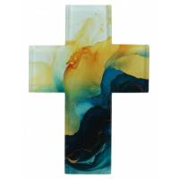 Croix murale moderne en verre 17,7 x 12,5 cm