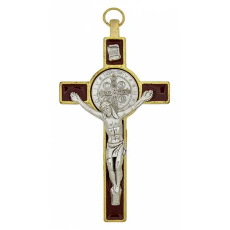 Croix St Benoît - 8 X 4 cm - Email Brun + Boîte