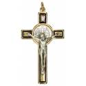 Croix St Benoît 7 cm Métal doré / noir + boîte