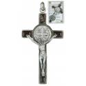 Croix St Benoît - 8 X 4 cm - Email Marron - Avec prière
