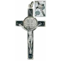 Croix St Benoît - 8 X 4 cm - Email Noir - Avec prière