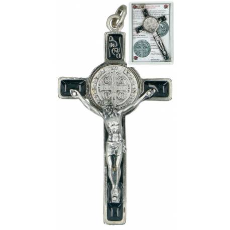Croix St Benoît - 8 X 4 cm - Email Noir - Avec prière